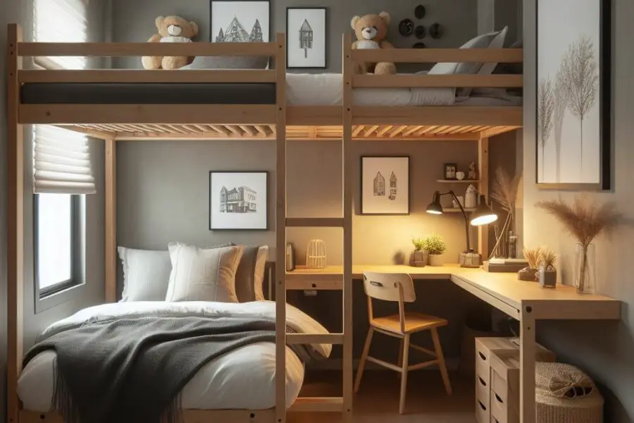 Łóżko piętrowe z biurkiem: praktyczne rozwiązanie dla małych sypialni